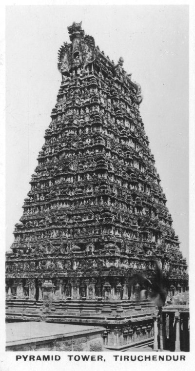 Pyramidenturm, Tiruchendur, Tamil Nadu, Indien, ca. 1925 von Unbekannt