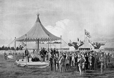 Königin Victoria feuert den ersten Schuss in Wimbledon ab, Juli 1860, um 1920 von Unbekannt