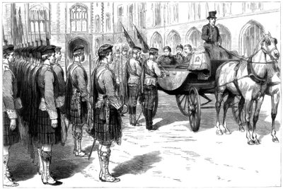 Königin Victoria empfängt die alten Farben der Seaforth Highlanders, Windsor, 1885 von Unbekannt