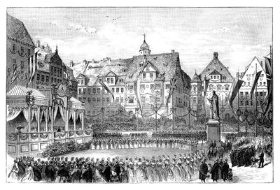 Königin Victoria enthüllt eine Statue von Prinz Albert, Coburg, Deutschland, 1865 von Unbekannt