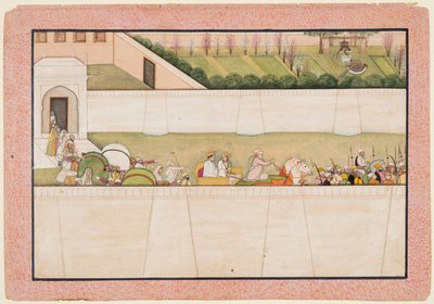 Ramas Brüder Bharata und Shatrughna machen sich von Ayodhya auf, um Rama und Lakshmana zu finden..., 1775-80 von Unbekannt