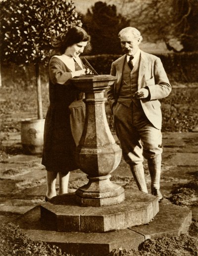 Ramsay MacDonald, erster Labour-Premierminister, in Chequers mit seiner Tochter, 1924, 1935 von Unbekannt