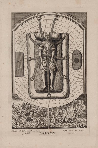 Robert Francois Damiens am Châtelet, 2. März 1757 von Unbekannt
