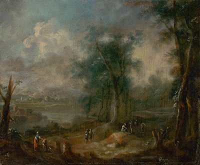 Romantische Landschaft mit Figurenstaffage von Unbekannt