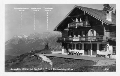Rosshütte und das Wettersteingebirge, nahe Seefeld, Österreich, 20. Jahrhundert von Unbekannt