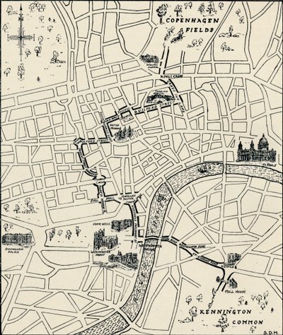 Route des Protestmarsches zur Befreiung der Tolpuddle-Märtyrer, 1834, 1934 von Unbekannt