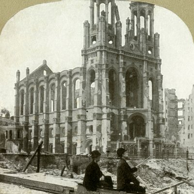 Ruinen der jüdischen Synagoge in der Sutter St., überstanden die großen Erdbeben von 1865 und 1868, 1906 von Unbekannt