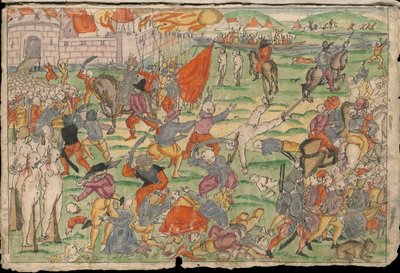 Russische Gräueltaten in Livland im Juli und August 1577. Aus Johann Jakob Wicks Sammlung von Nachrichten von Unbekannt