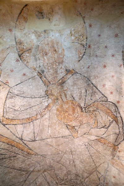 Saint-Claude, Jura, Frankreich, 31.08.2015 - St Claude Abtei Museum. Christus in Herrlichkeit. Gemälde. 15. Jahrhundert von Unbekannt