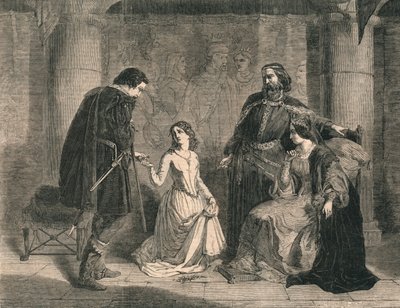 Szene aus Hamlet - König, Ophelia und Laertes, 1852 von Unbekannt