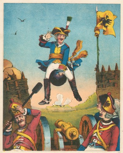 Szene aus Die Abenteuer des Baron Münchhausen von Rudolph Erich Raspe, c1850 von Unbekannt