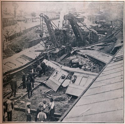 Szene des schrecklichen Eisenbahnunglücks in Salisbury, 1906 von Unbekannt