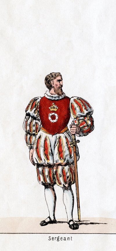 Sergeant, Kostümentwurf für Shakespeares Stück, Heinrich VIII., 19. Jahrhundert von Unbekannt