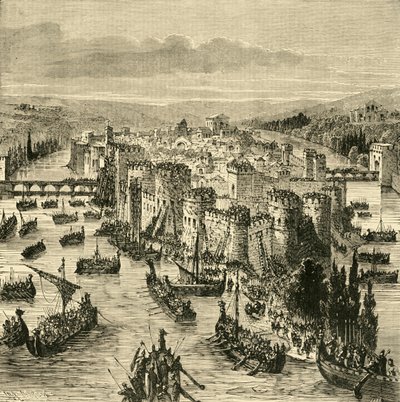 Belagerung von Paris durch die Nordmänner, 845, 1890 von Unbekannt