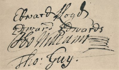 Unterschrift von Edward Lloyd, 1692 von Unbekannt