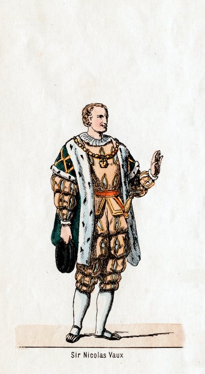 Sir Nicholas Vaux, Kostümentwurf für Shakespeares Stück, Heinrich VIII., 19. Jahrhundert von Unbekannt