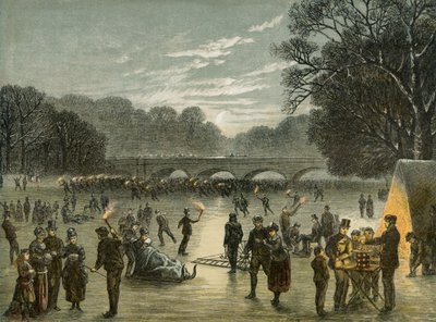 Schlittschuhlaufen auf der Serpentine im Hyde Park, London, ca. 1850 von Unbekannt