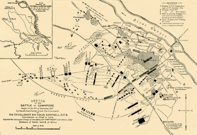 Skizze der Schlacht von Cawnpore, 1857 von Unbekannt