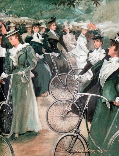 Gesellschaftsdamen radeln im Hyde Park, London, 1896 von Unbekannt