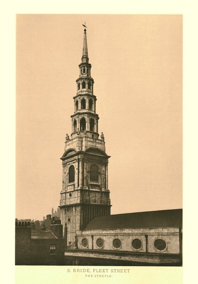 St Bride, Fleet Street, Der Turm, Mitte bis Ende des 19. Jahrhunderts von Unbekannt