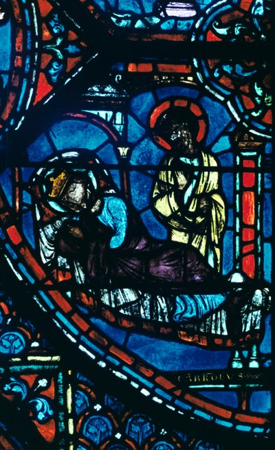 Der heilige Jakobus erscheint Karl dem Großen in einem Traum, Buntglas, Kathedrale von Chartres, Frankreich, um 1225 von Unbekannt