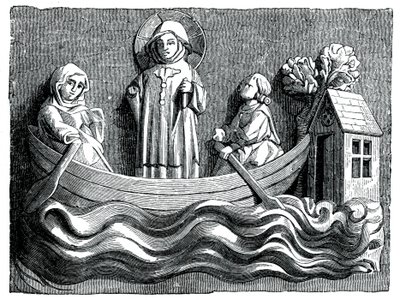 St. Julian und St. Basilissa, seine Frau, transportieren Christus in ihrem Boot, 13. Jahrhundert, 1870 von Unbekannt