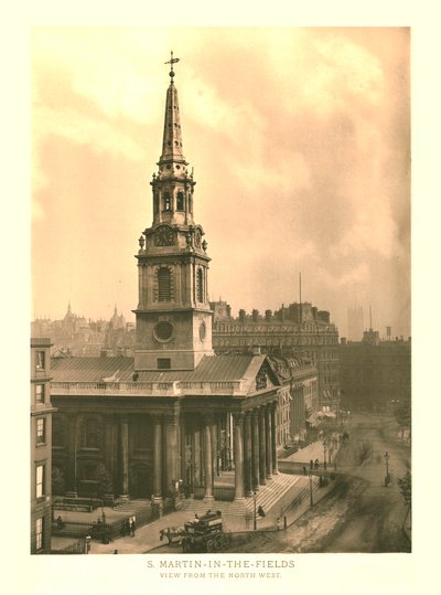 St Martin-in-the-Fields, Blick von Nordwesten, Mitte bis Ende des 19. Jahrhunderts von Unbekannt