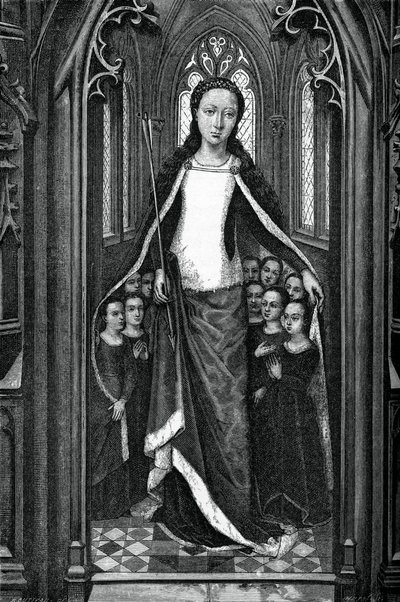 St. Ursula und die heiligen Jungfrauen, aus dem Reliquiar der St. Ursula, 1489, 1870 von Unbekannt