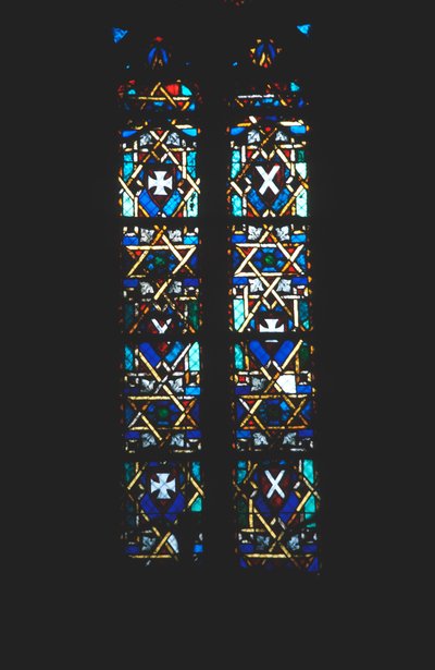 Davidstern in einem Kirchenfenster aus Buntglas, Barcelona, Spanien von Unbekannt