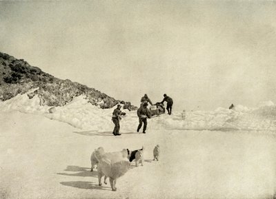 Start der Westpartei von Cape Royds, ca. 1908, 1909 von Unbekannt