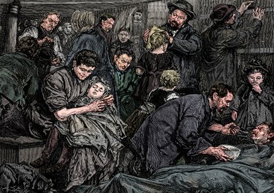 Zwischendeck-Passagiere auf einem Atlantikdampfer nach Amerika, ca. 1850 von Unbekannt