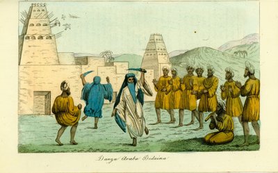 Schwerttanz von nomadischen Beduinen-Arabern in der Nähe des Tals der Könige in Theben von Giovanni Battista Belzoni von Unbekannt