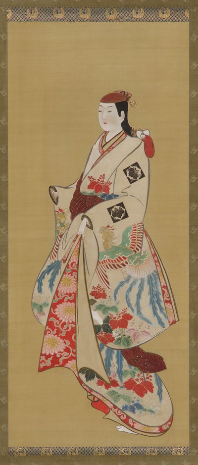 Großes Mädchen, Kleid mit Ho-o-Vogel und Kiri-Blumen, Edo-Periode, 1615-1868 von Unbekannt