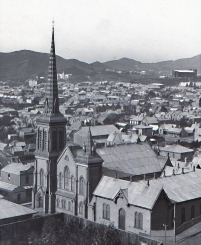 Te Aro, von der Terrasse, Wellington, spätes 19. - frühes 20. Jahrhundert von Unbekannt