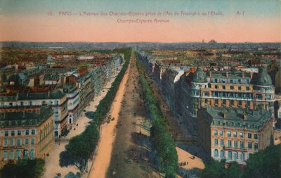 Die Avenue des Champs-Élysées, Paris, um 1920 von Unbekannt