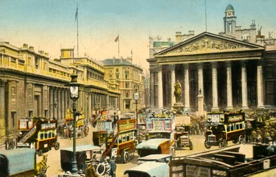 Die Bank von England und die Royal Exchange, London, ca. 1910 von Unbekannt