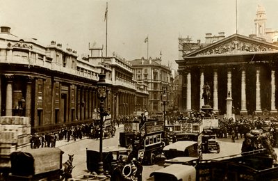 Die Bank of England und Royal Exchange, London, um 1910 von Unbekannt