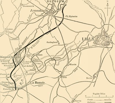 Das Schlachtfeld von Neuve Chapelle, Erster Weltkrieg, 1915, ca. 1920 von Unbekannt