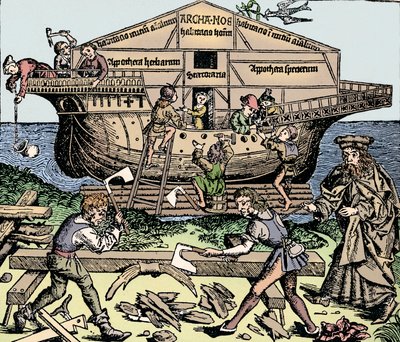 Der Bau der Arche unter der Aufsicht von Noah von Unbekannt