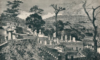 Der Friedhofshügel in Nagasaki, Japan, vor der modernen Stadterweiterung, 1907 von Unbekannt