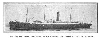 Der Cunard-Liner Carpathia, der die Überlebenden der Katastrophe rettete, 20. April 1912 von Unbekannt