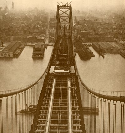 Die Hängebrücke über den Delaware River, um 1930 von Unbekannt