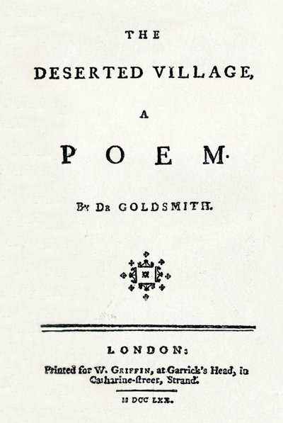 Das verlassene Dorf, ein Gedicht, um 1770 von Unbekannt
