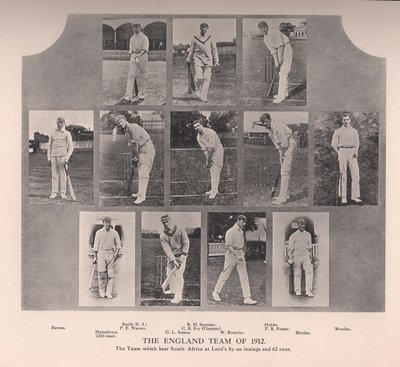 Das englische Cricket-Team von 1912 von Unbekannt