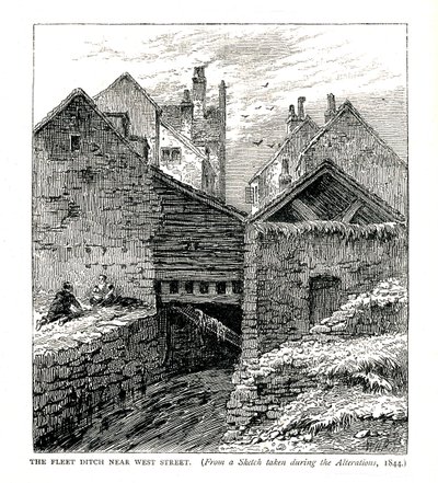 Der Fleet Ditch in der Nähe der West Street, während der Umbauten, 1844 von Unbekannt