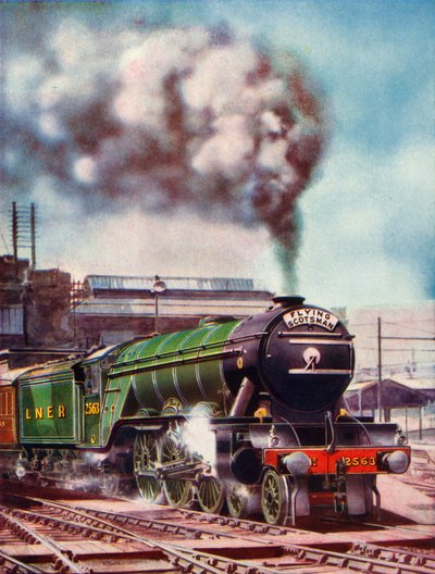 Der Flying Scotsman verlässt den Bahnhof Kings Cross, gezogen von Nr. 2563, 1935-36 von Unbekannt