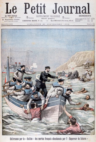 Der französische Kreuzer der Linois-Klasse Galiläa rettet französische Seeleute, 1903 von Unbekannt