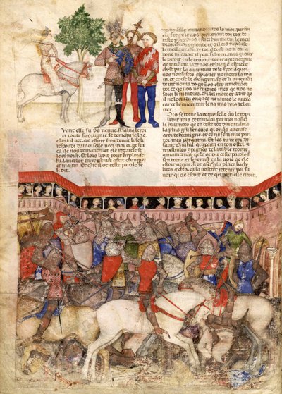 Die Ritter der Tafelrunde Miniatur aus La Quête du Saint Graal et la Mort d’Arthus, ca. 1220 von Unbekannt