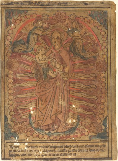 Die Madonna und das Kind in einem Rosenkranz, ca. 1490 von Unbekannt