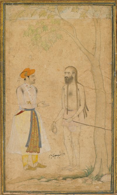 Der Mughal-Prinz Parvez und ein Heiliger, ca. 1610 von Unbekannt